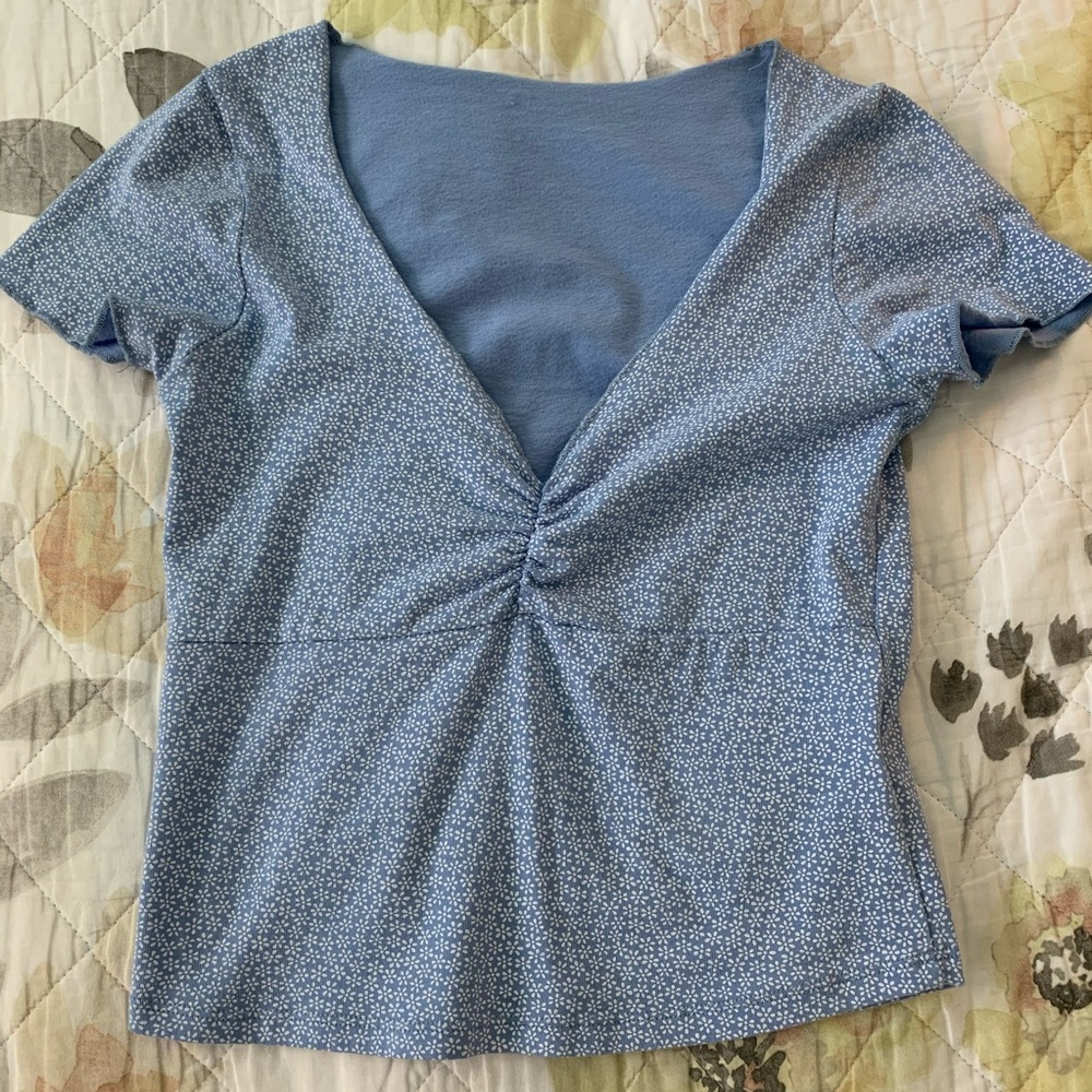 Brandy Melville Blue Floral Gina Top